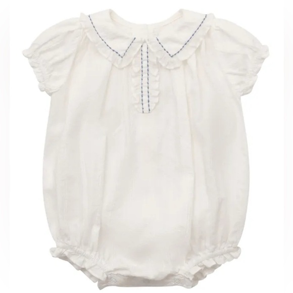 Louisiella one piece baby white with buttons/collar 12-18M NWT